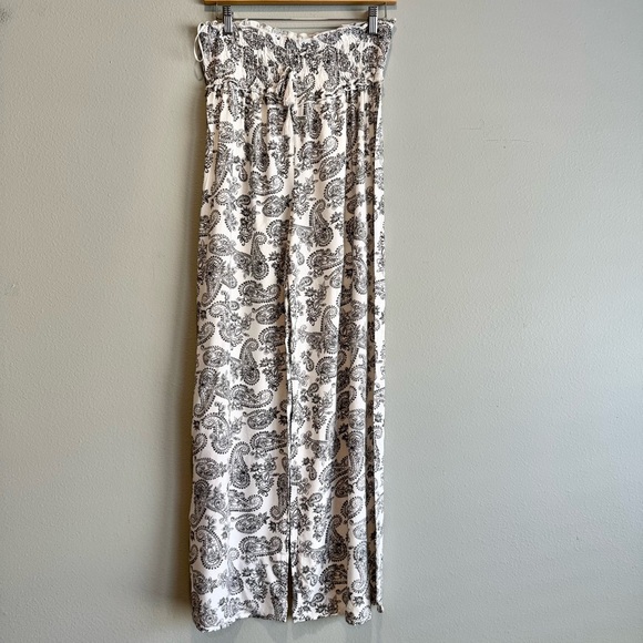 Salty Lemon Paisley Print Pull On Pants Beach Boho Lightweight Resort L - Picture 1 of 6